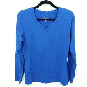 Seg'ments 100% Merino Wool V-Neck Long Sleeve Base Layer Top L Blue
